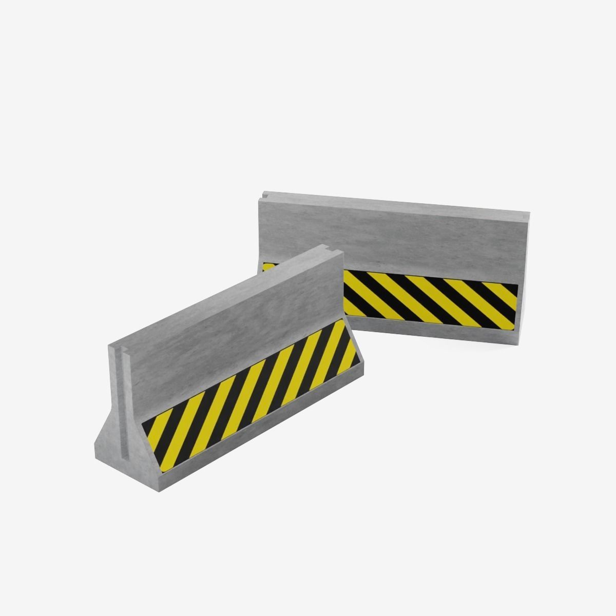 Concrete Barrier Low-poly 3D model_6