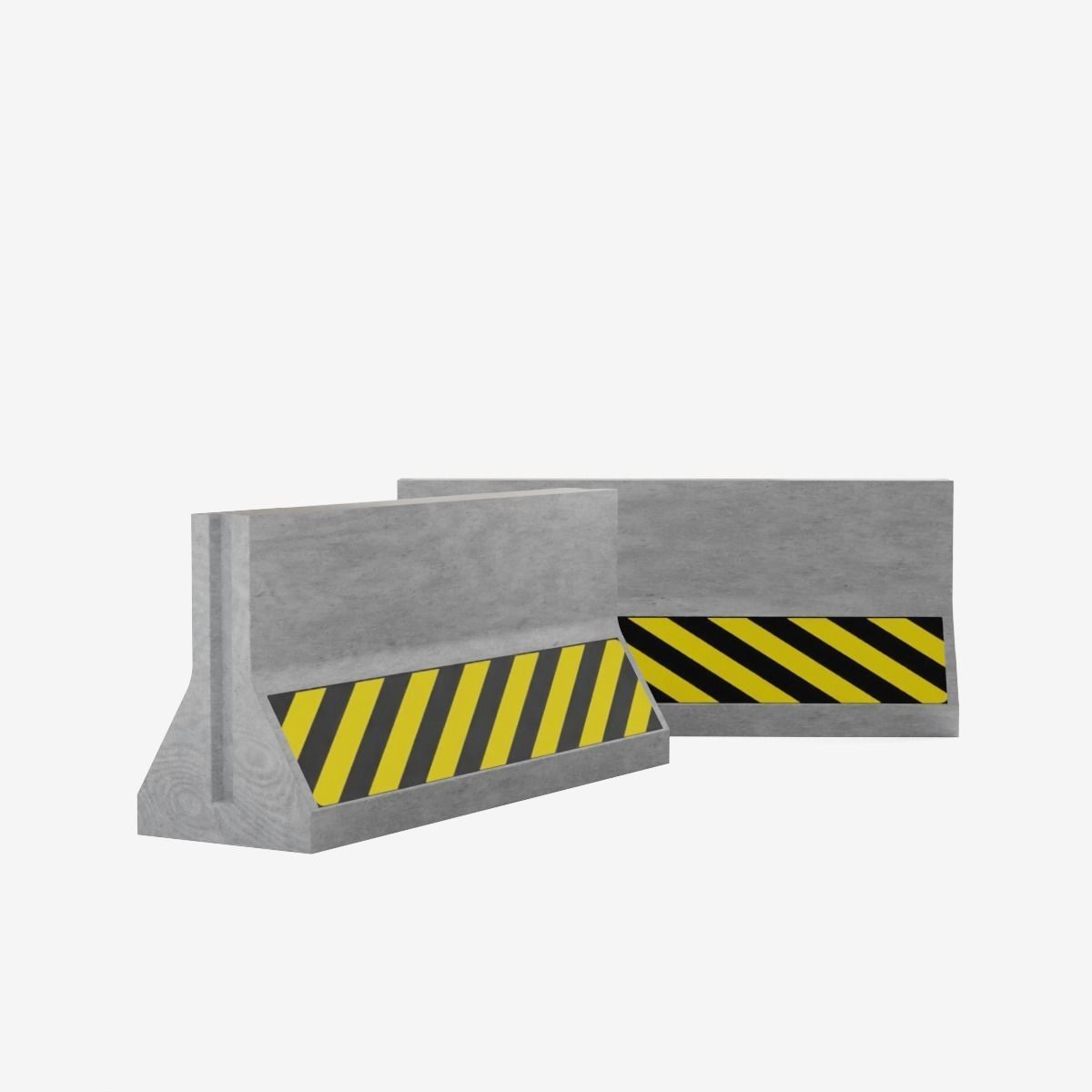Concrete Barrier Low-poly 3D model_3