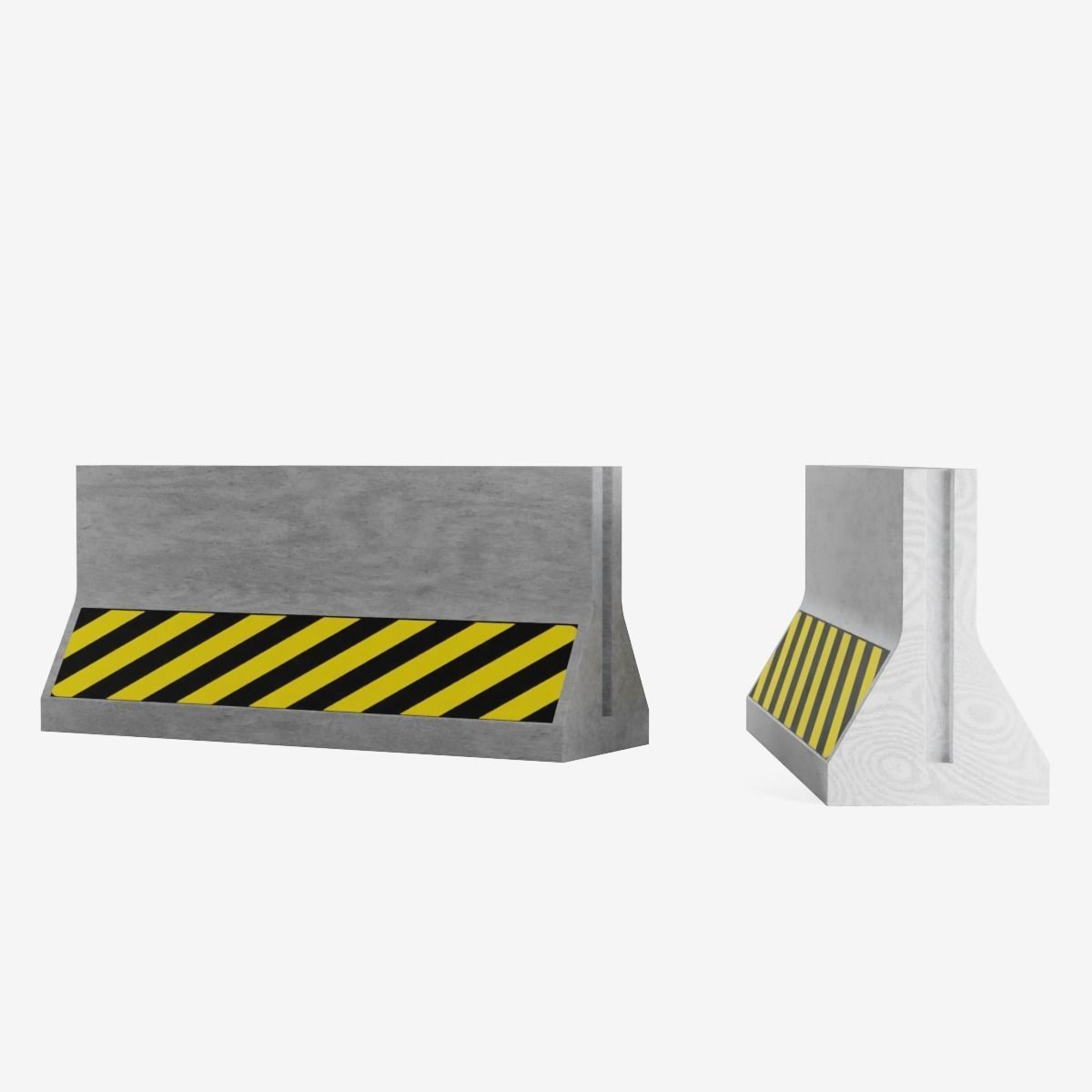 Concrete Barrier Low-poly 3D model_4