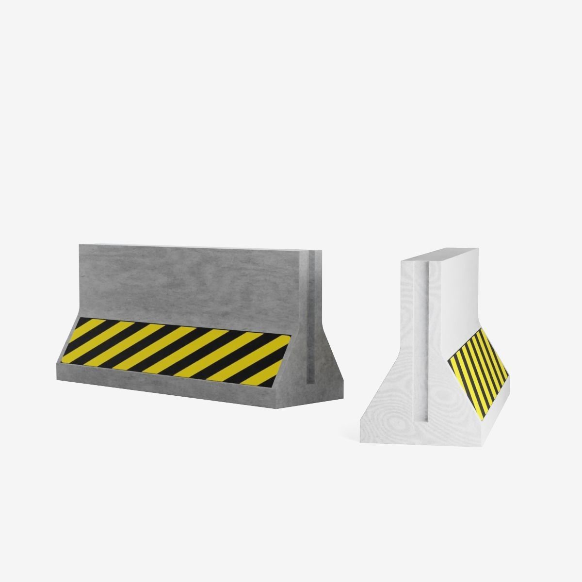 Concrete Barrier Low-poly 3D model_5