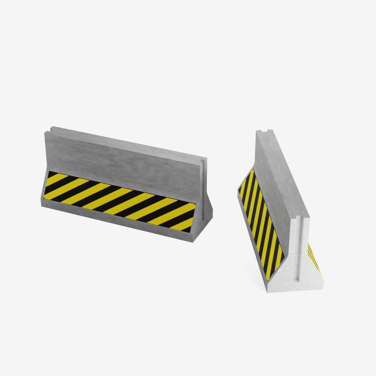 Concrete Barrier Low-poly 3D model_8
