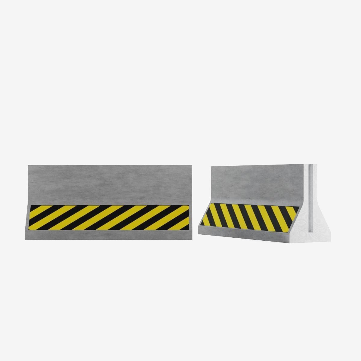 Concrete Barrier Low-poly 3D model_1