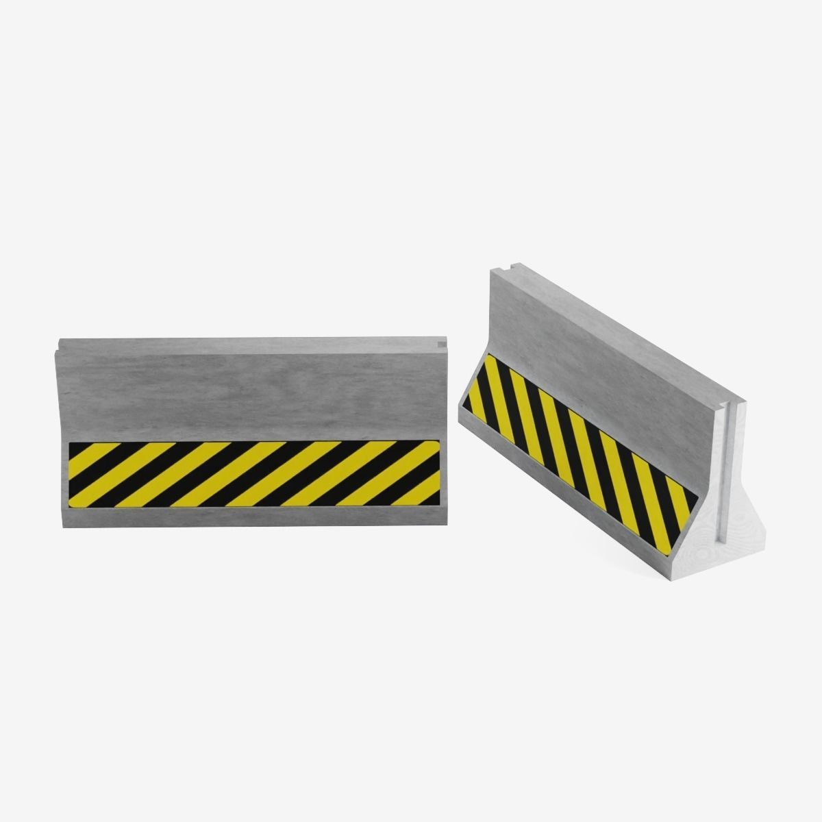 Concrete Barrier Low-poly 3D model_7