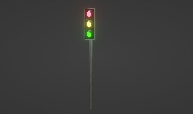 Traffic Lamp Low-poly 3D model