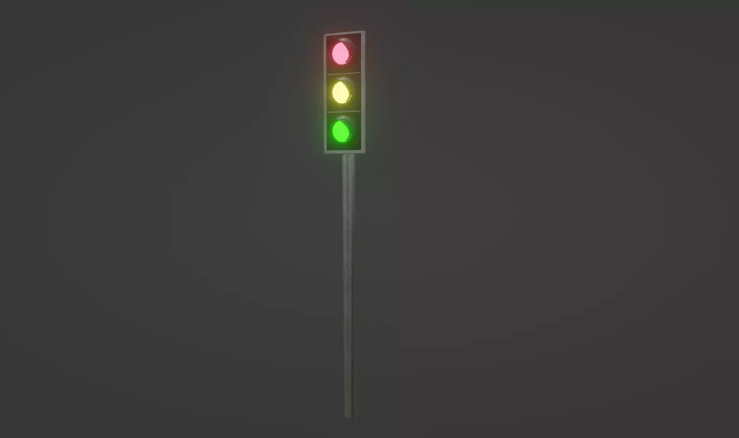 Traffic Lamp Low-poly 3D model_0