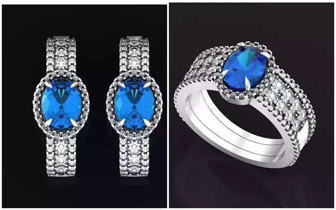 set engagement ring and earrings  728 765