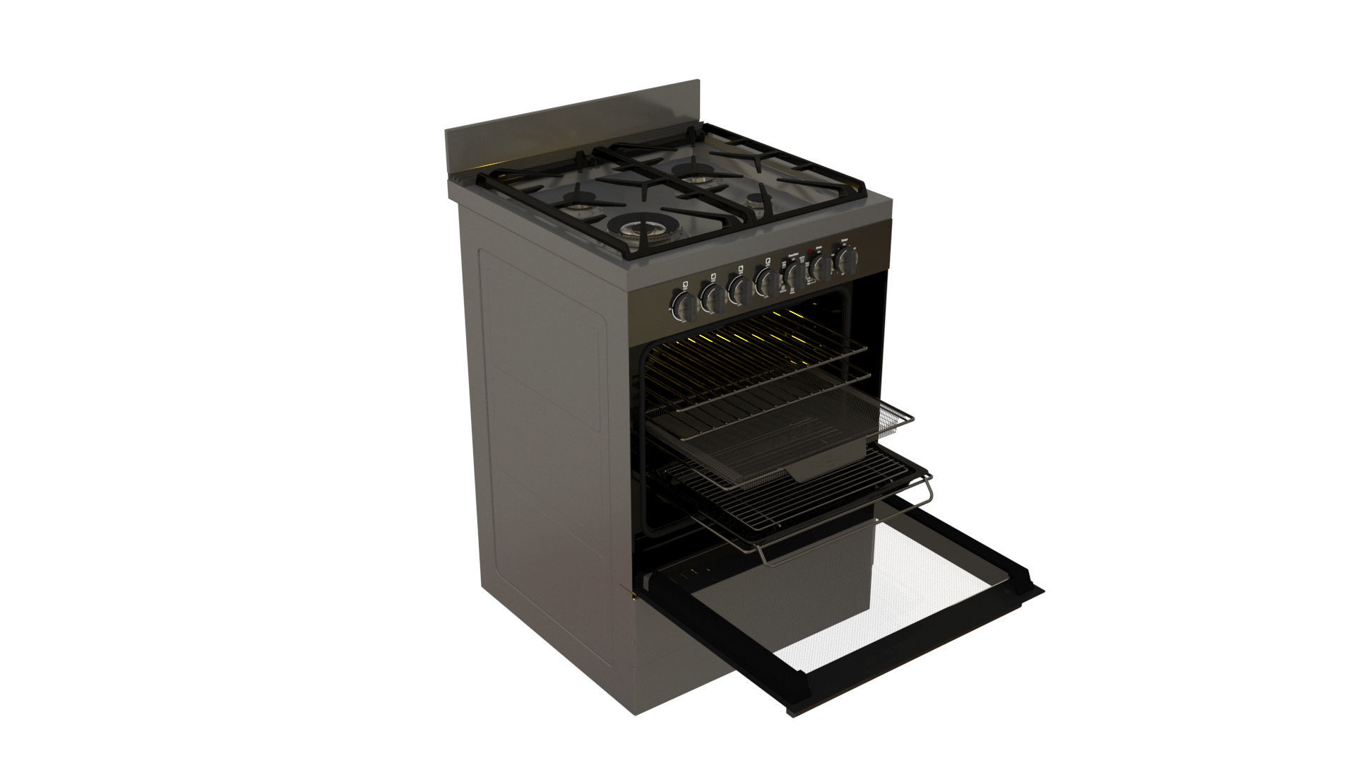Realistic Upright oven  3D model_7