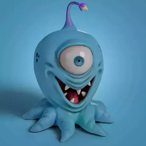 Blue Stylized monster 3D model