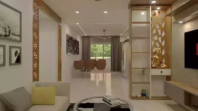 Modern 3Bhk Apartment Interior Design - 3 3D model