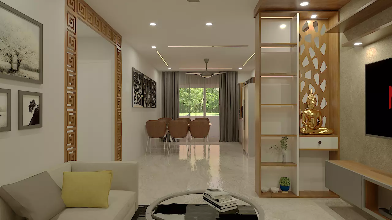 Modern 3Bhk Apartment Interior Design - 3 3D model_0