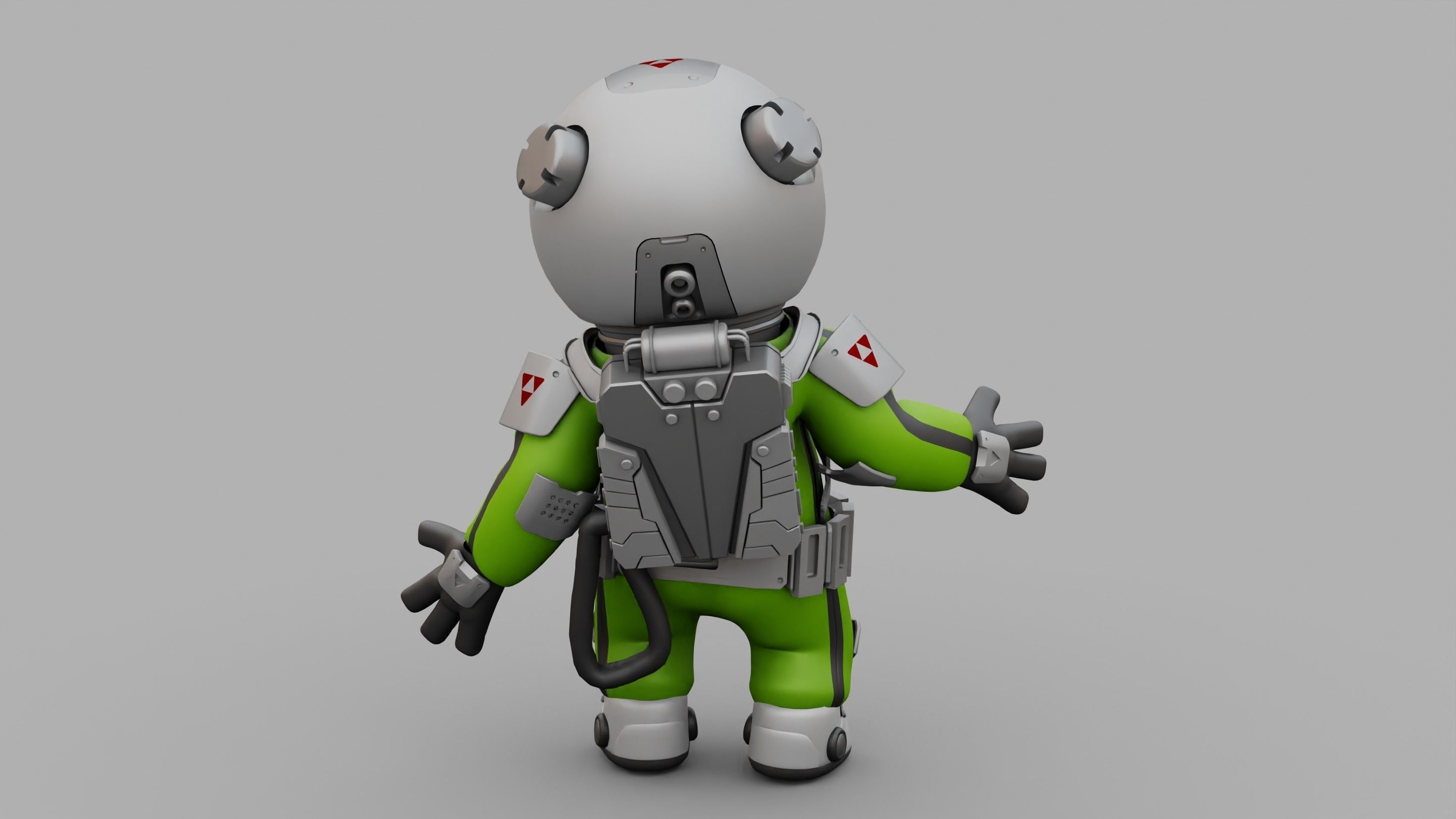 CARTOON ASTRONAUT RIGGED 3D model_10