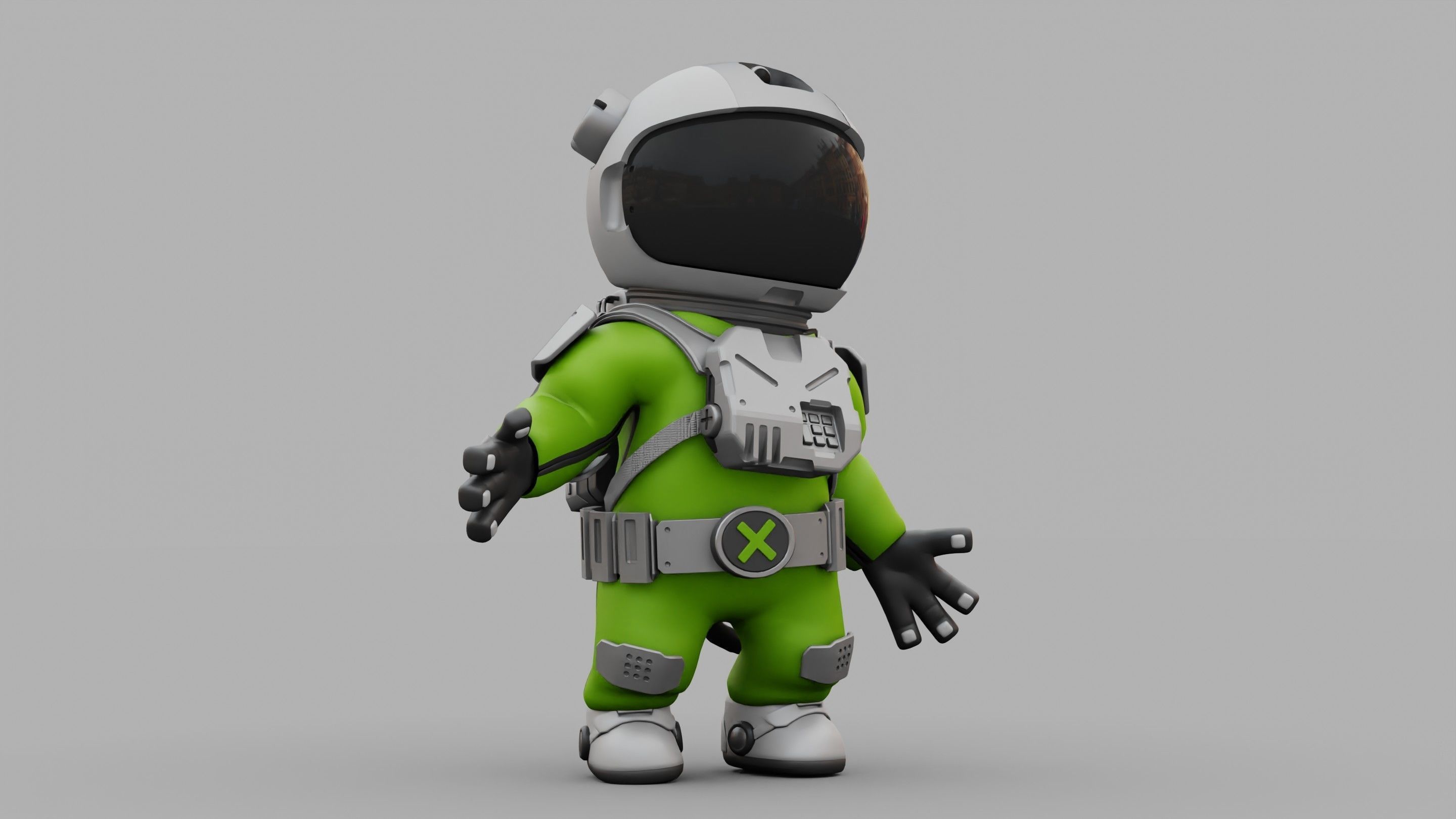 CARTOON ASTRONAUT RIGGED 3D model_16