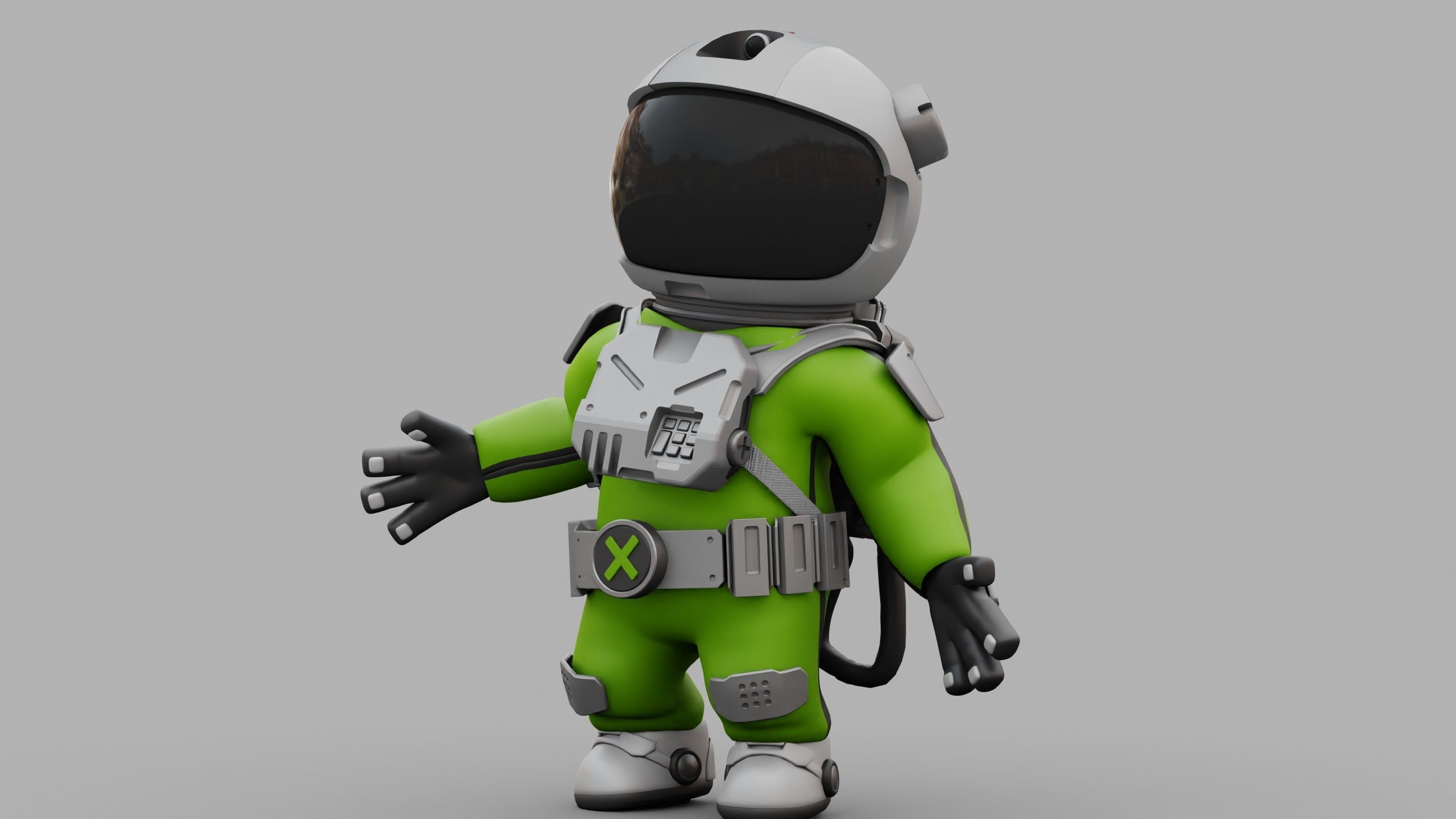 CARTOON ASTRONAUT RIGGED 3D model_2