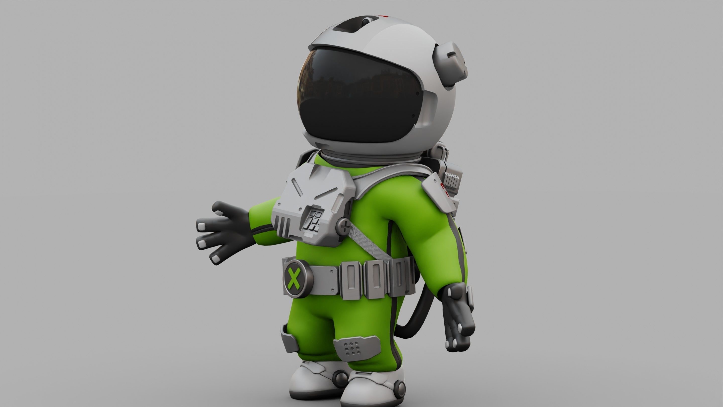 CARTOON ASTRONAUT RIGGED 3D model_3