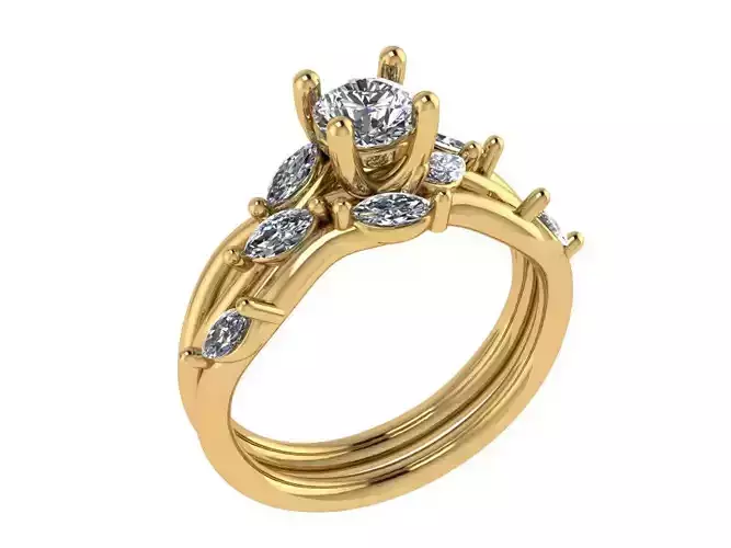 Ring473 engagement ring set gold