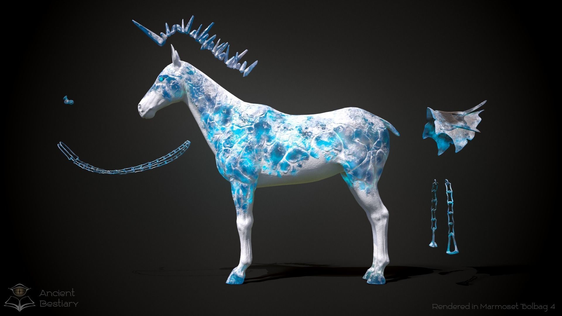 Frozen Horse Animated Asset Low-poly 3D model_8