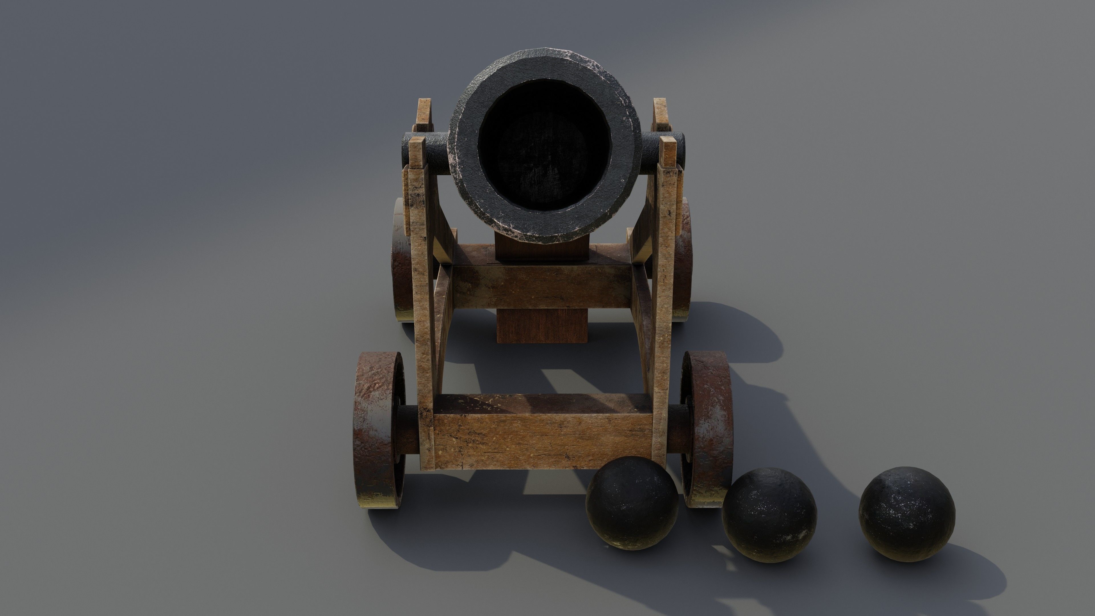 Cannon Low-poly 3D model_8
