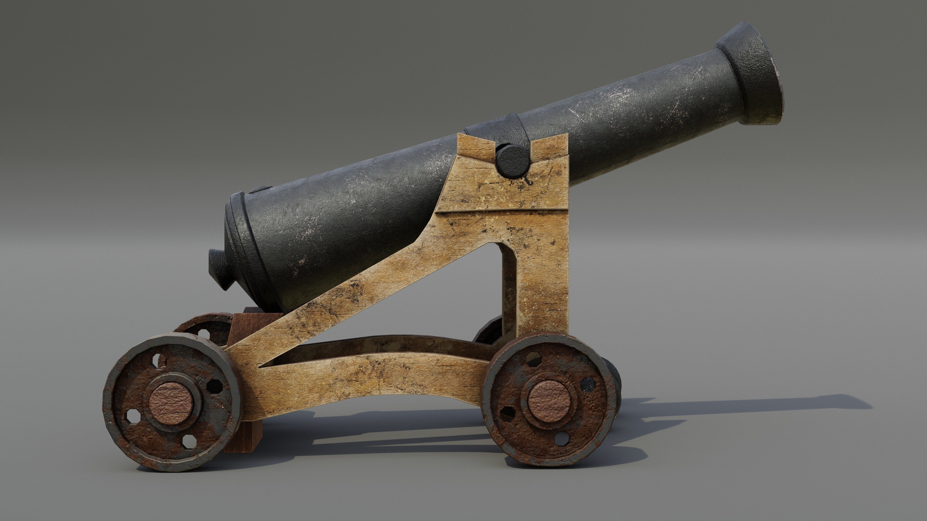 Cannon Low-poly 3D model_6