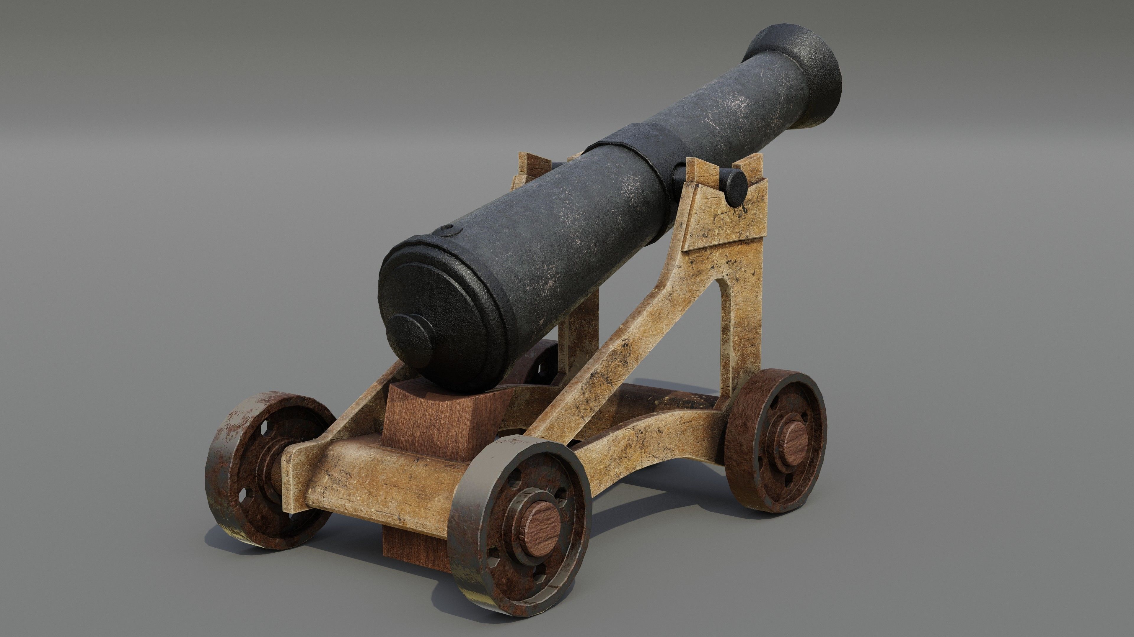 Cannon Low-poly 3D model_5