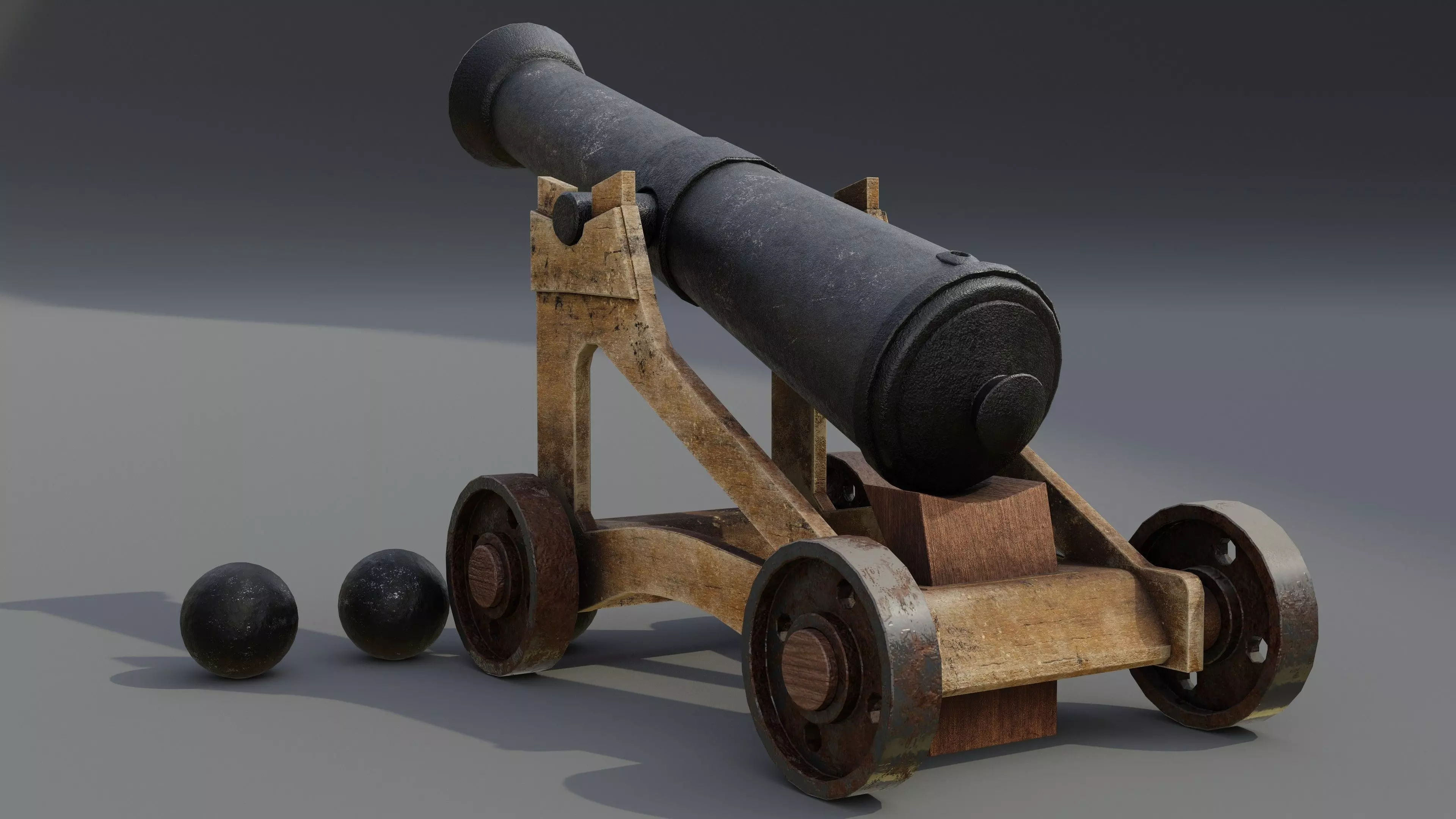 Cannon Low-poly 3D model_0