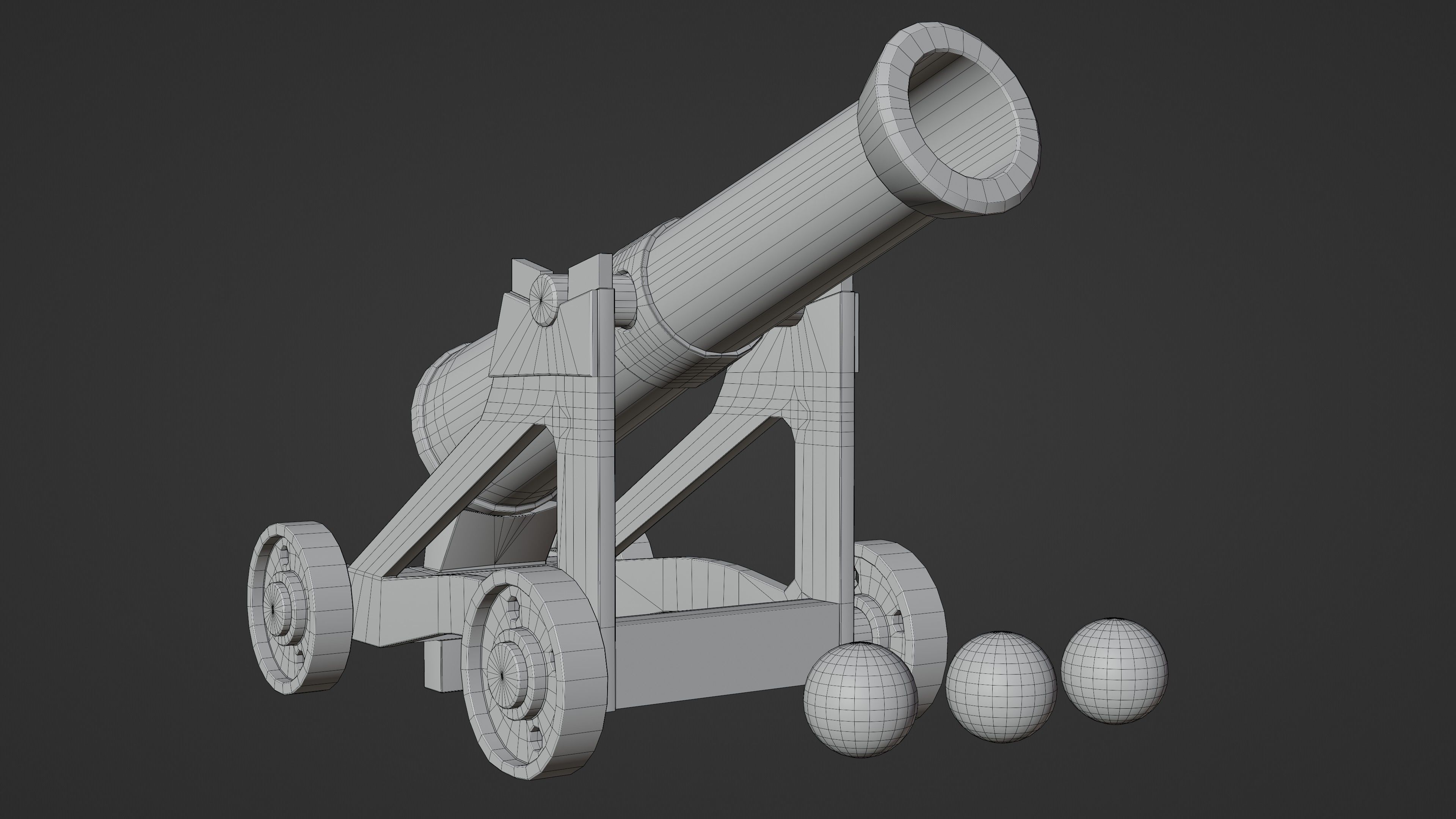 Cannon Low-poly 3D model_17
