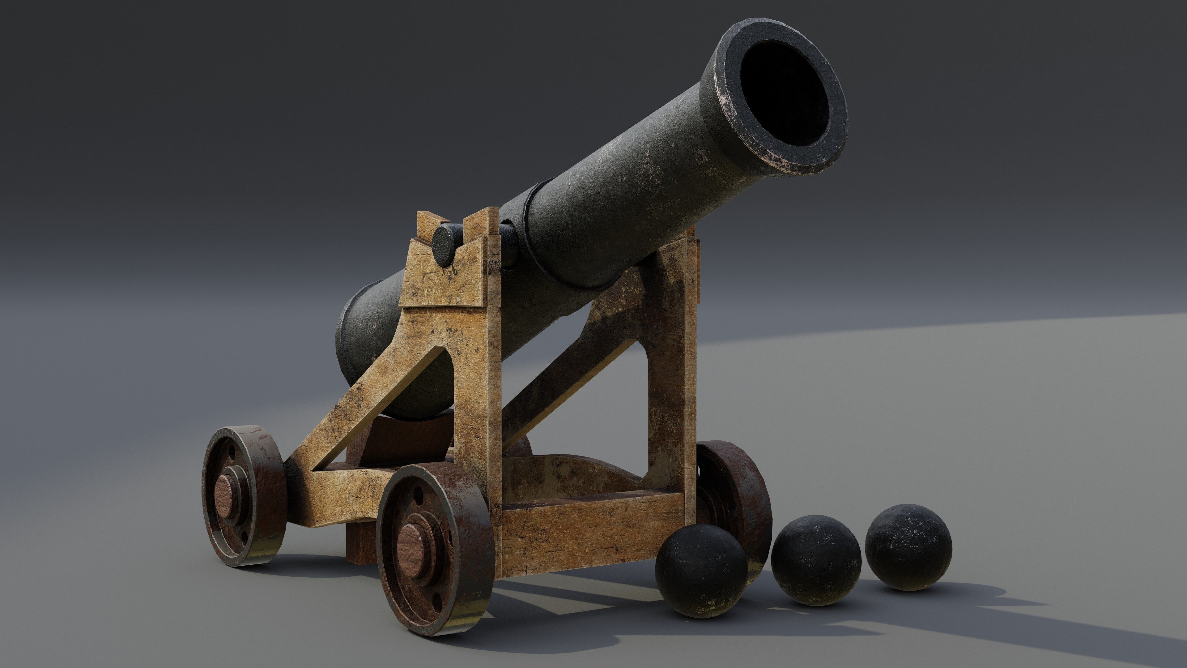 Cannon Low-poly 3D model_7
