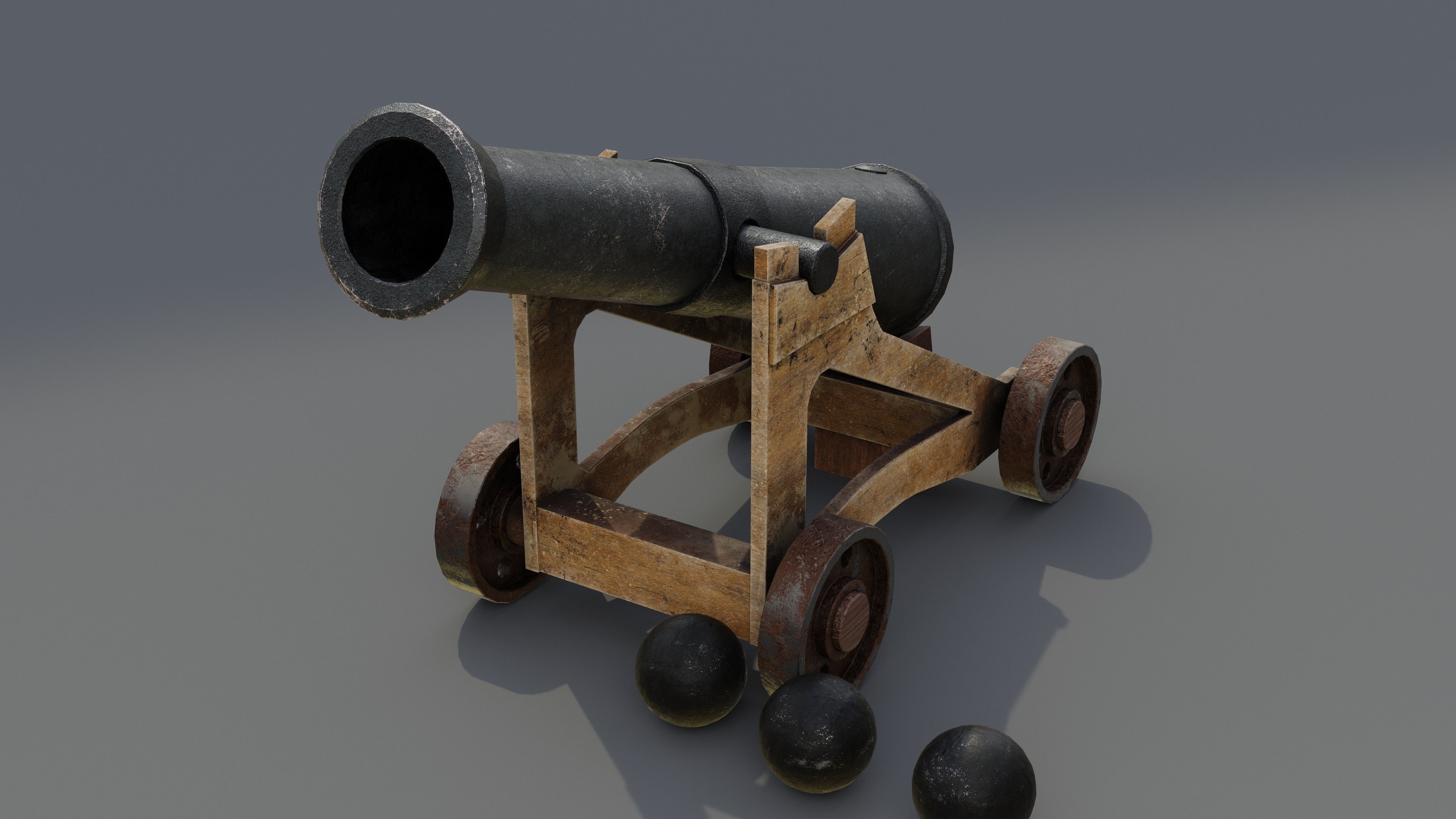 Cannon Low-poly 3D model_9