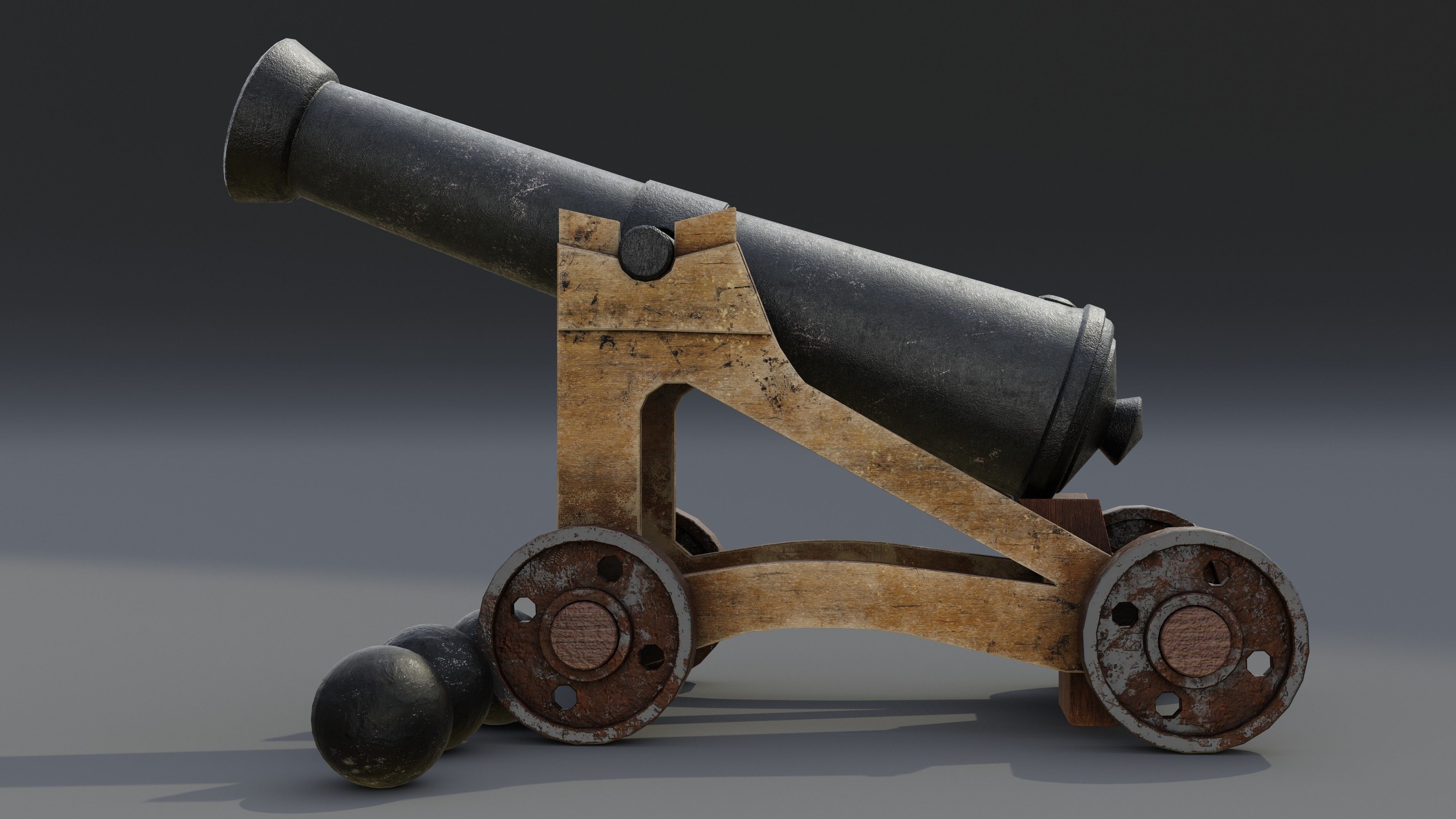Cannon Low-poly 3D model_3