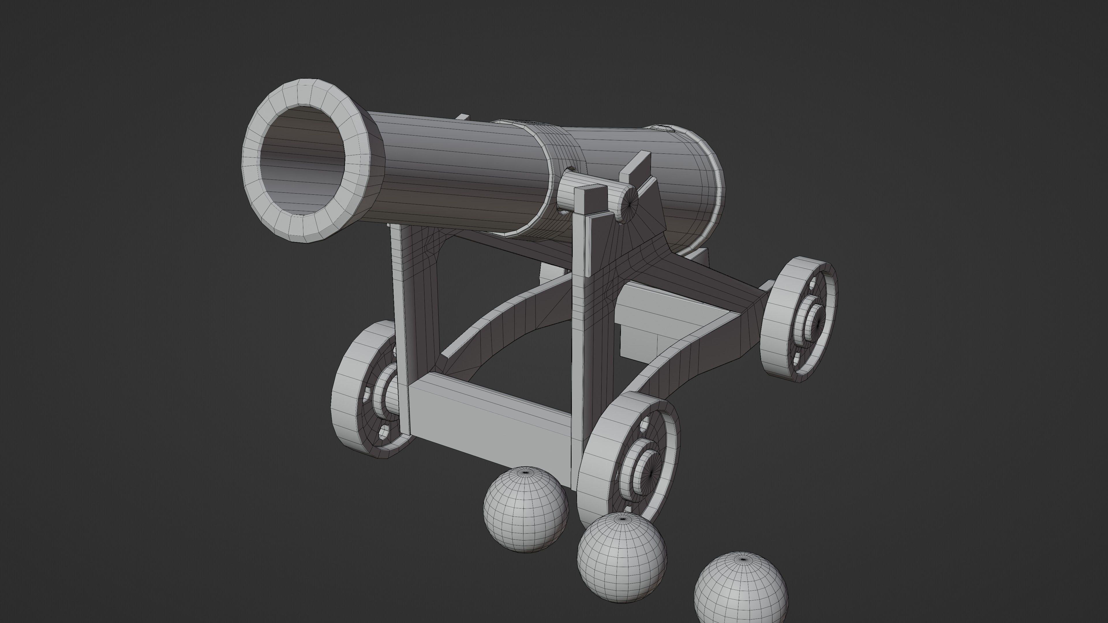 Cannon Low-poly 3D model_19