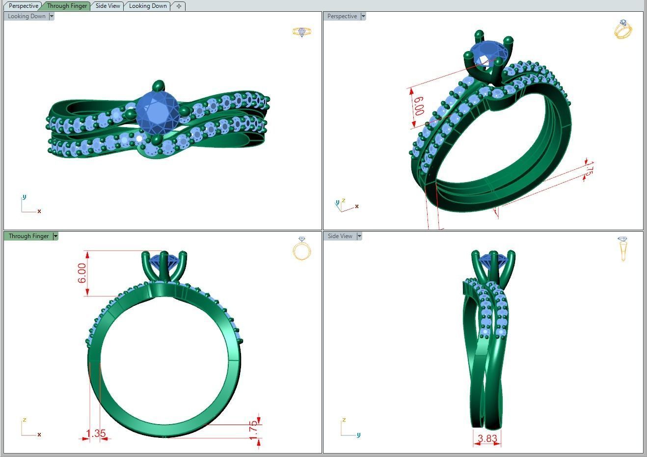 Ring474 engagement ring set gold 3D print model_5