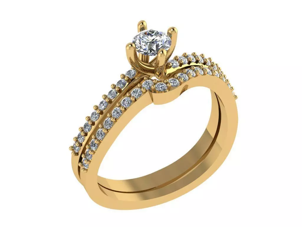 Ring474 engagement ring set gold 3D print model_0