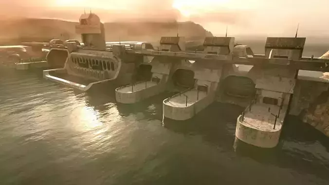 The DAM sci-fi Low-poly 3D model