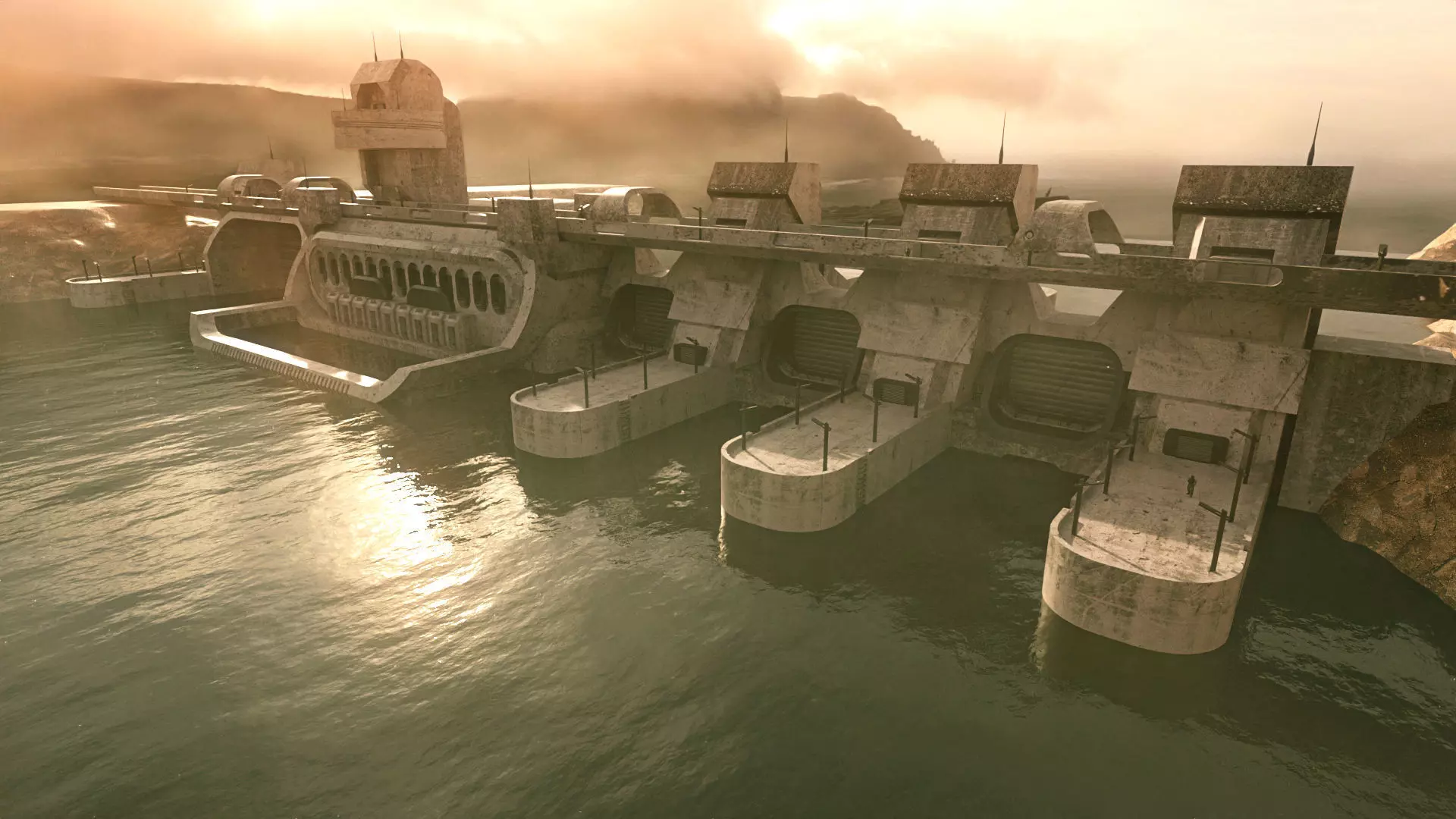 The DAM sci-fi Low-poly 3D model_0