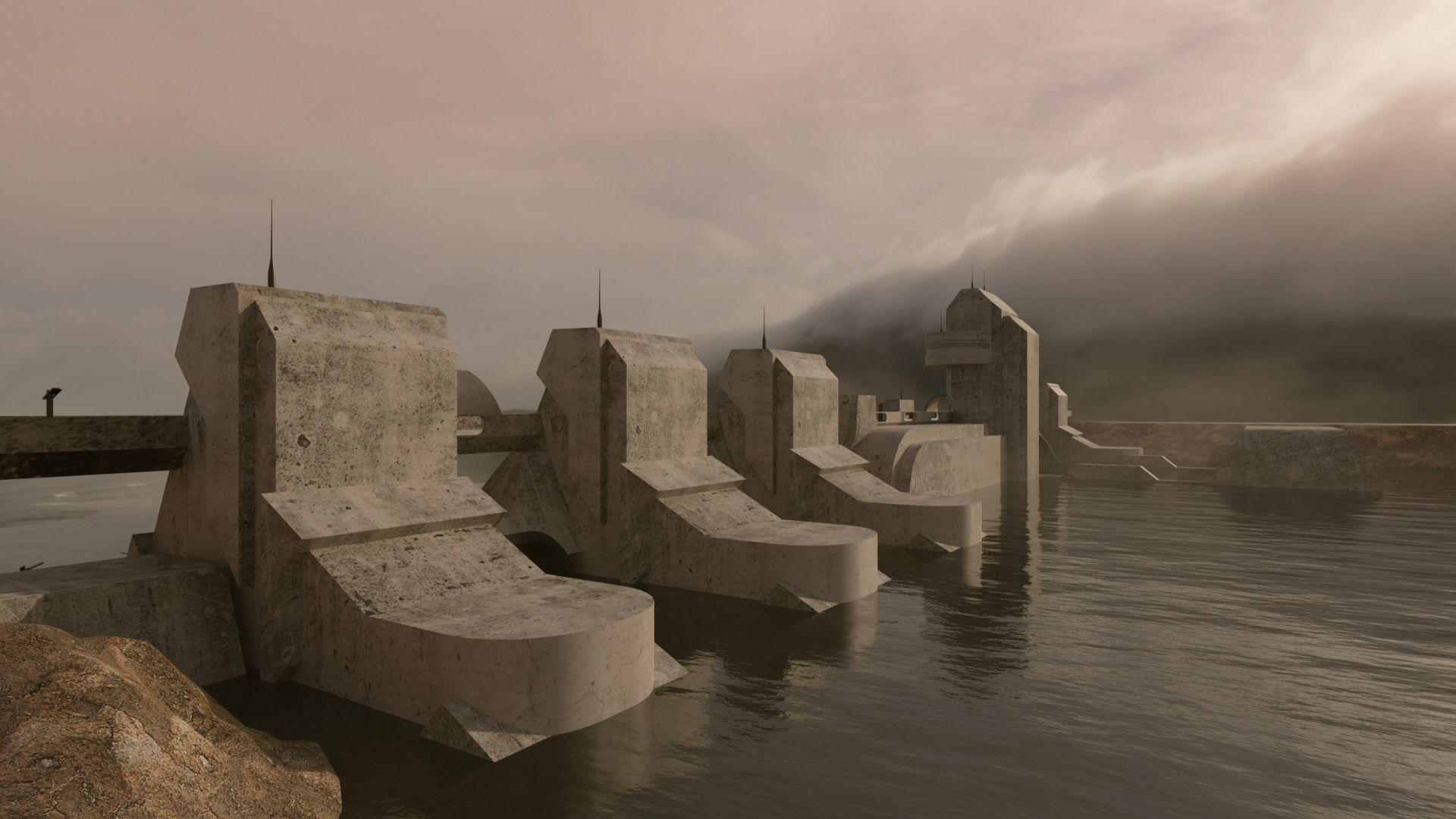 The DAM sci-fi Low-poly 3D model_6