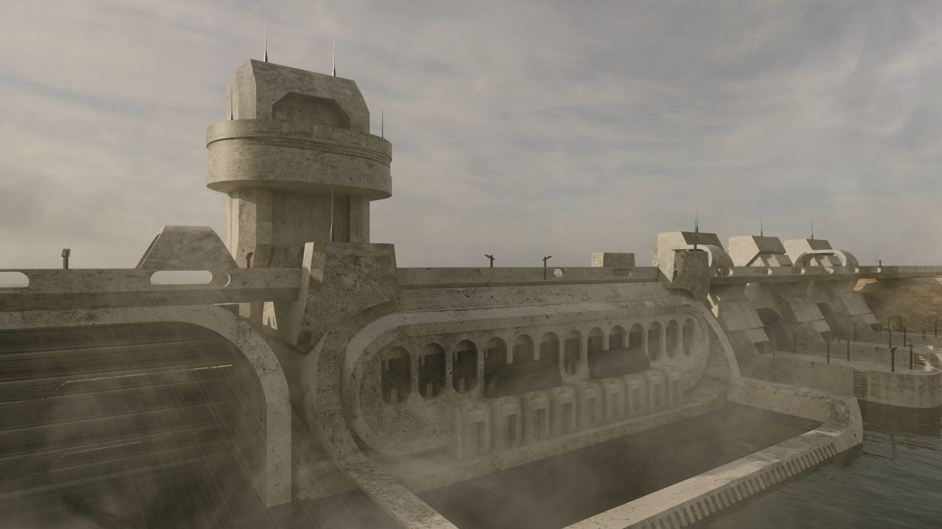 The DAM sci-fi Low-poly 3D model_3