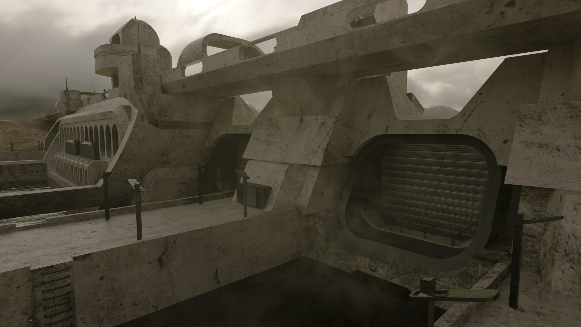 The DAM sci-fi Low-poly 3D model_5