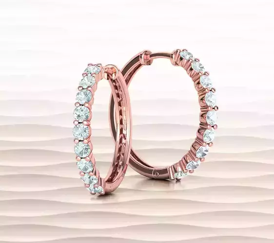 Daimond Hoop Earrings 21mm Round Hoops 3dmodel