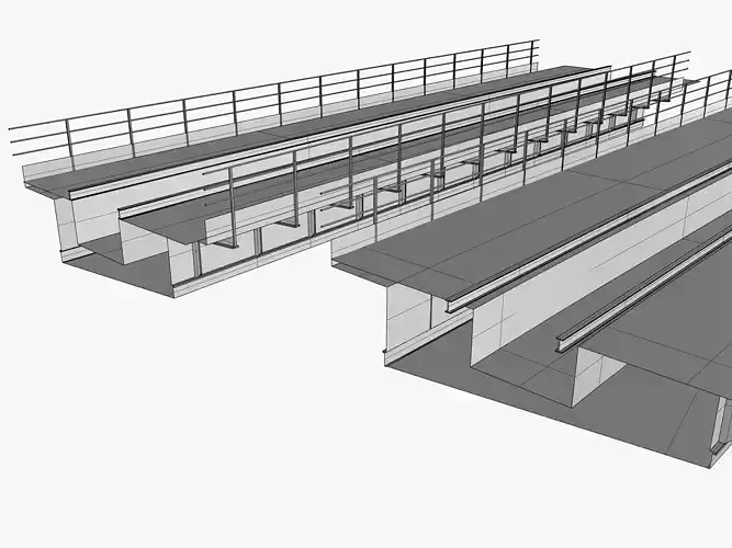 Overground Train Tracks 3D model