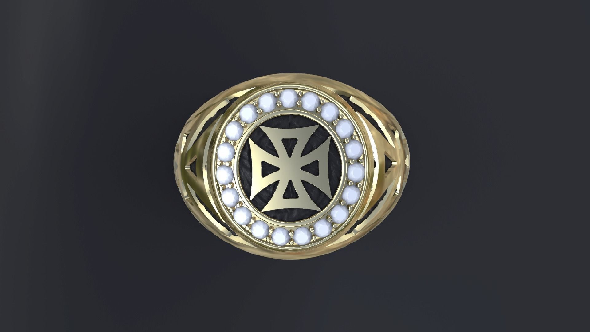 Ring with symbols of the Army of Ukraine 3D print model 3D print model_1
