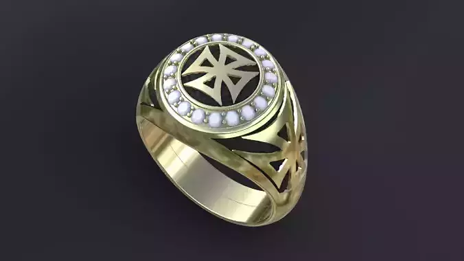 Ring with symbols of the Army of Ukraine 3D print model 