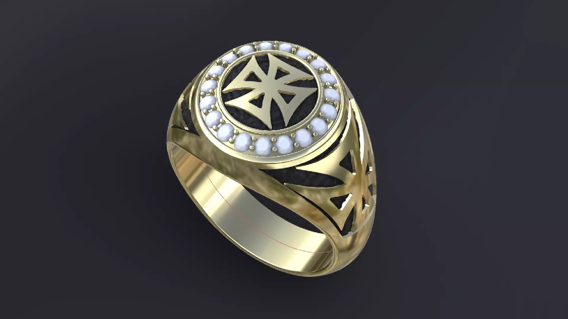 Ring with symbols of the Army of Ukraine 3D print model 3D print model_0