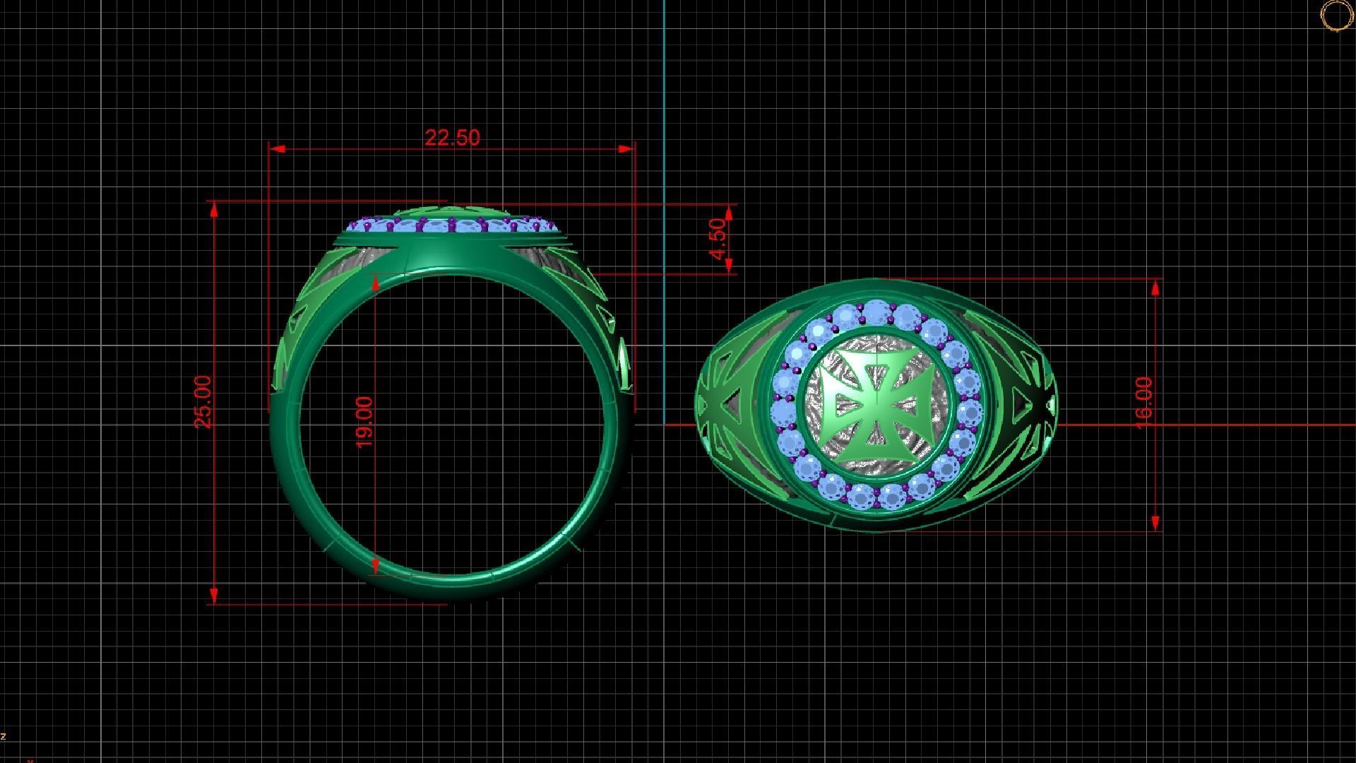 Ring with symbols of the Army of Ukraine 3D print model 3D print model_2