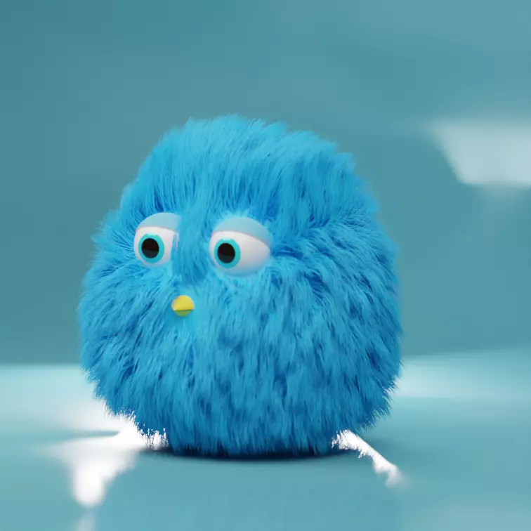 Fluffy Bird Character 3D model_0