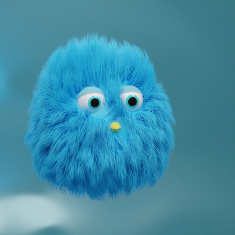 Fluffy Bird Character 3D model_1