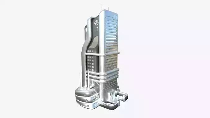 SciFi Building A08 Metallic - Sci Fi Exterior Design Low-poly 3D model