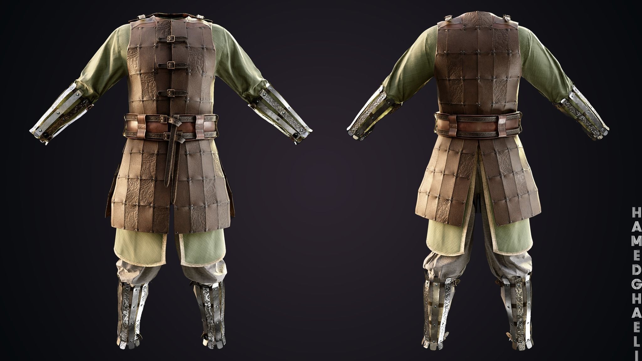Viking Leather Armor Low-poly 3D model_2