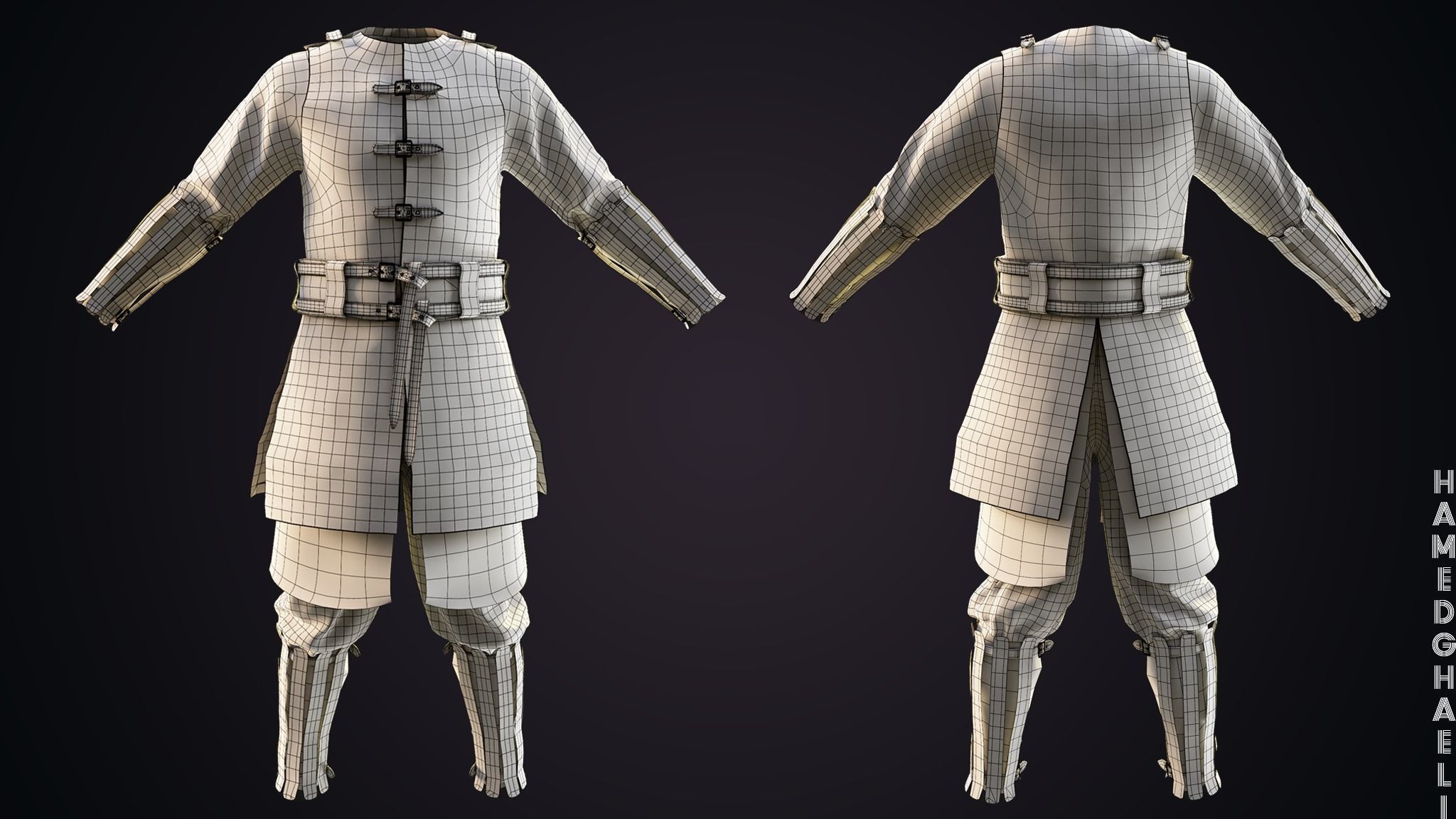 Viking Leather Armor Low-poly 3D model_4