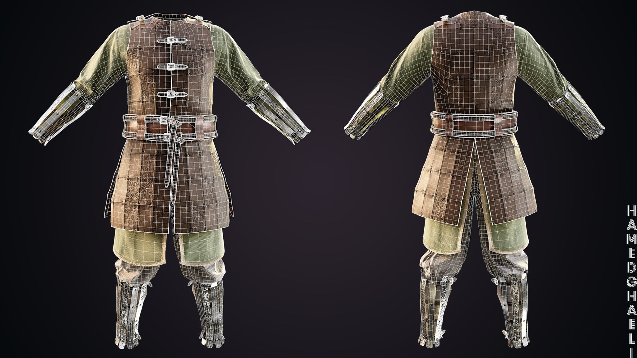 Viking Leather Armor Low-poly 3D model_3