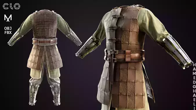Viking Leather Armor Low-poly 3D model