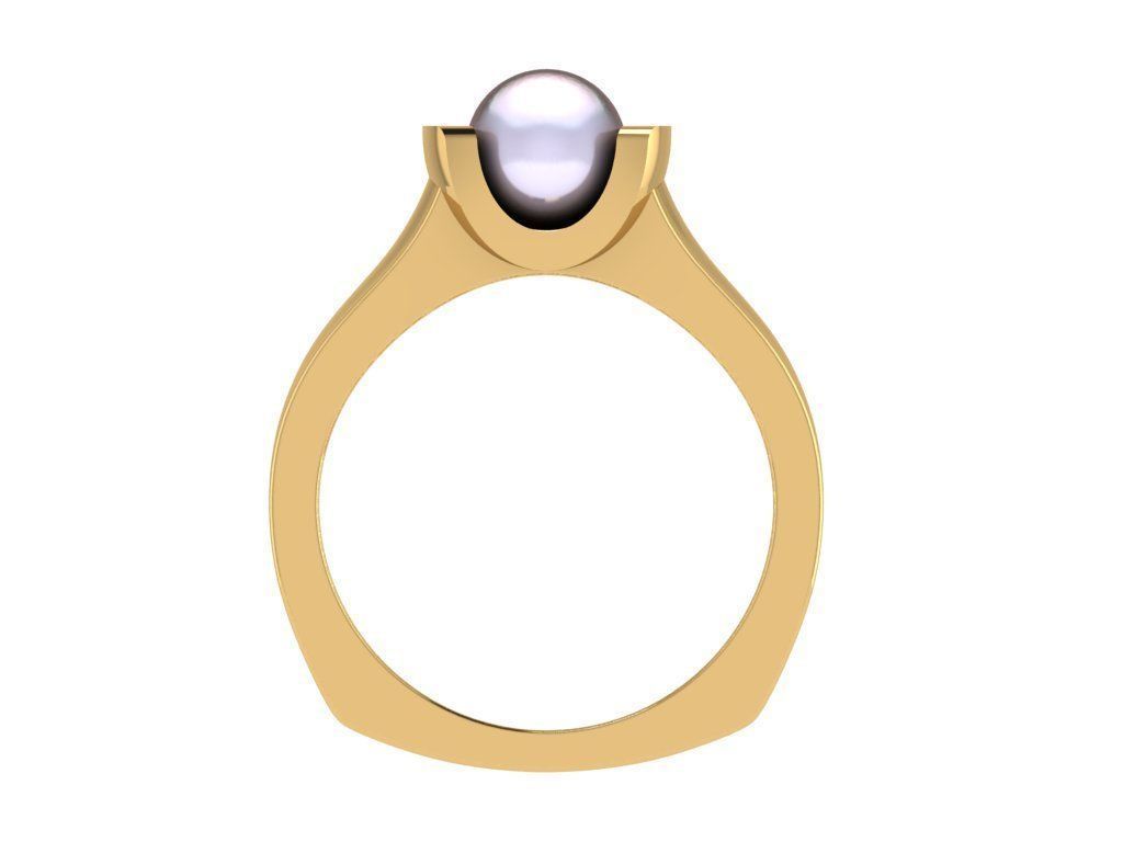 Ring476 gold ring with pearl in center 3D print model_2